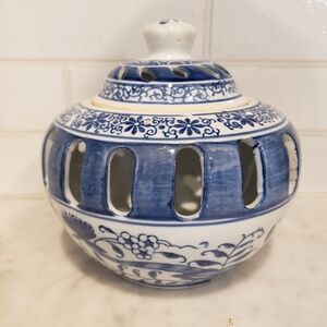 Blue And White Porcelain Candle Holder Or Incense Burner